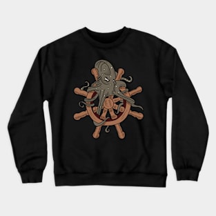 Monster Octopus with Ship Helm Crewneck Sweatshirt